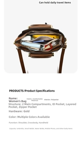 Interior detail of a brown tote bag showing dual main compartments and organized pockets