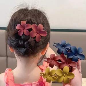 Matte floral hair clip set for women with large double flower design in multiple colors