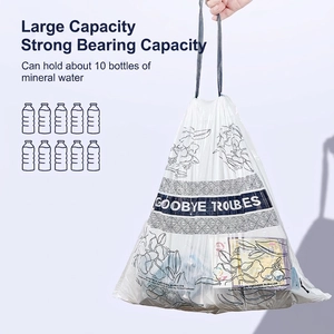 Thickened drawstring garbage bags with high load-bearing capacity and floral print