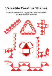 Various creative shapes of red and white flexible snake puzzle cubes for kids