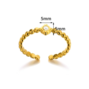 18k gold-plated stainless steel multilayer open ring with 5mm star-set zircon gemstone