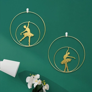 Wanddeko Metall Gold Ballerina Tanzendes Mädchen Silhouette Eisen Hängende Verzierung Modern Luxus Wohnzimmer Kunst