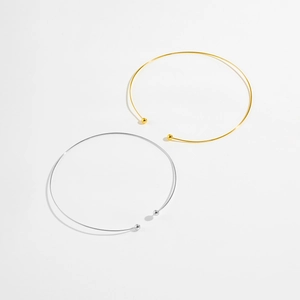 Minimalist S925 sterling silver adjustable neck wire collar in gold and silver finish