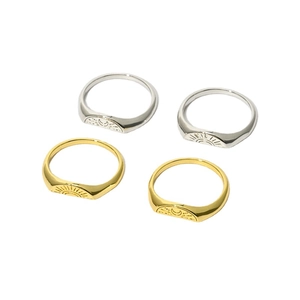 14k gold plated celestial sun and moon rings set with polished metallic finish