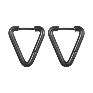 Minimalist black triangular stainless steel earrings for men and women
