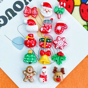 Mini Christmas resin charms set with Santa, reindeer and tree for DIY nail art and gifts