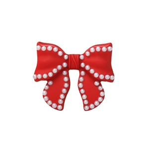 Sweet red bow accessory with white pearls trim for DIY jewelry and shoe decoration