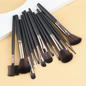 Kit de 13 pinceaux de maquillage professionnels avec manches noirs mats et étui
