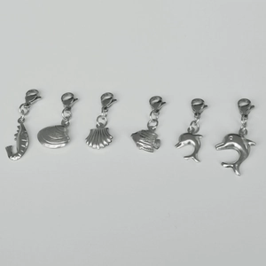 Stainless Steel Ocean Marine Animal Pendants Hollow Dolphin Shell Starfish DIY Jewelry Making Charms Silver Color