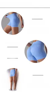 Detail of high waist yoga shorts featuring seamless honeycomb texture and scrunch butt design