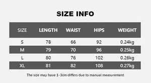 Detailed size chart for vintage PU leather skirt with waist, hips, and length dimensions