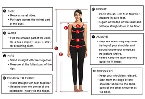 Detailed bridal sizing guide for mermaid wedding dress with seven body measurements