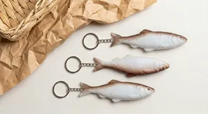 Realistic Simulated Fish Keychain PVC Salted Fish Bag Pendant Hanging Ornament Novelty Toy For Schoolbag