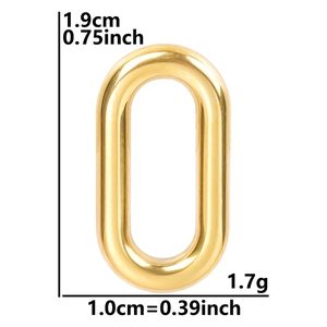 Macro detail of 18k gold plated oval metal pendant showing dimensions and weight data