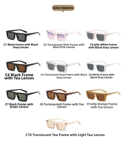 Collection of vintage square sunglasses in ten assorted frame colors and gradient lenses
