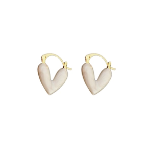Boucles d'oreilles cœur vintage en or avec pendentifs en résine texture marbre
