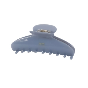 French style acetate claw clip in ink blue with gold lettering for women