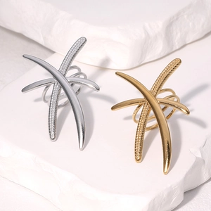 Dragonfly Starfish Abstract Cross Open Ring Stainless Steel 18K Gold Plated Minimalist Adjustable Jewelry For Women
