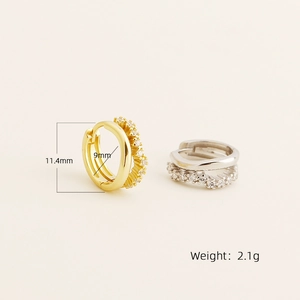 Elegant gold and silver S925 sterling silver hoop earrings with sparkling cubic zirconia