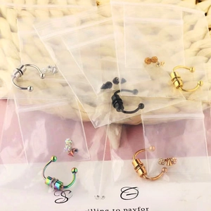 Variety set of magnetic non-piercing horseshoe nose rings in assorted metallic finishes