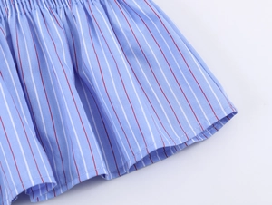 Détail de chemise à carreaux nid d'abeille bleu et blanc avec fines rayures rouges