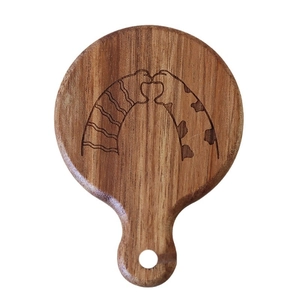 Acacia wood magnetic beer bottle opener with engraved heart giraffe design and natural grain