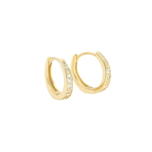 Minimalist S925 silver hoop earrings with cubic zirconia stones on white background