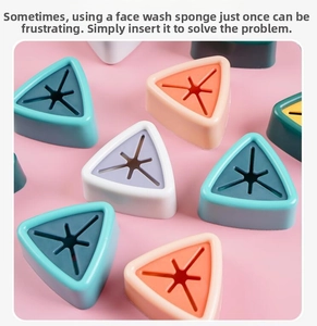 Macro view of triangular self-adhesive towel holders in multiple macaron colors