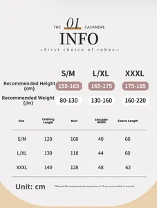 Size guide for thick pineapple pattern flannel robes with height and weight recommendations