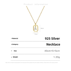 Macro detail of S925 sterling silver golden octagon pendant with A letter and dimensions