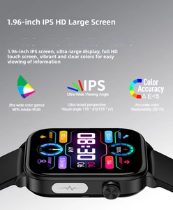 Detail of 1.96-inch IPS display with 178-degree wide viewing angle on smart watch