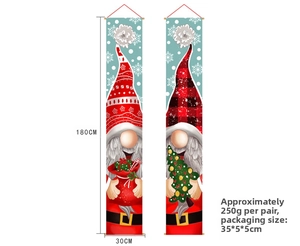 Detailed view of Christmas door banners with forest gnome patterns measuring 180x30 cm