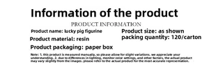 Detailed size specifications and resin material parameters for the cute pig figurine