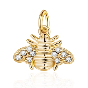 Colgante de abeja dorada con alas de circón brillante y un acabado pulido fino