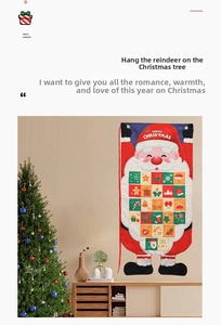 Hanging Santa Claus advent calendar with numbered pockets for Christmas countdown decor