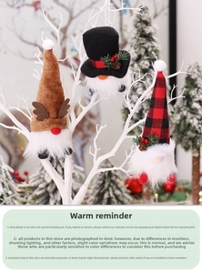 Three Christmas gnome hanging ornaments with LED lights on white branches