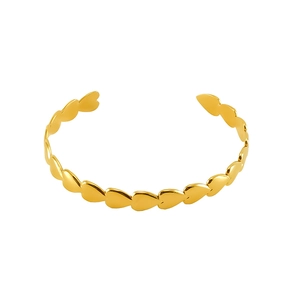 Minimalist 18K gold plated stainless steel open bangle with continuous heart shapes