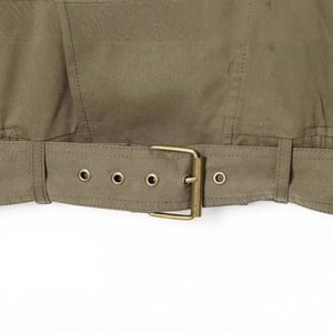 Cintura per trench verde militare con dettaglio fibbia in metallo ottone vintage