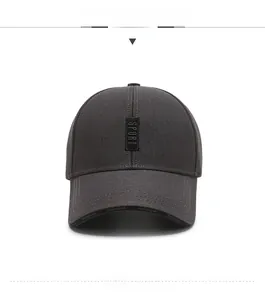 Front view of charcoal grey baseball cap showing SPORT label and narason printed brim