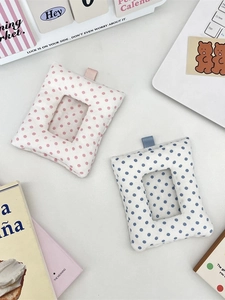 Cute polka dot plush card holders in pink and blue for student IDs and photos