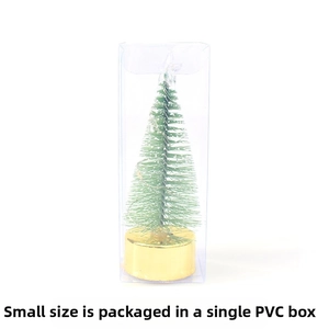 Miniature green cedar Christmas tree with snow effect in clear PVC gift box
