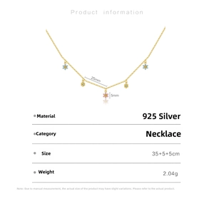 Detail specifications of S925 silver floral necklace with colorful zircons and blue beads