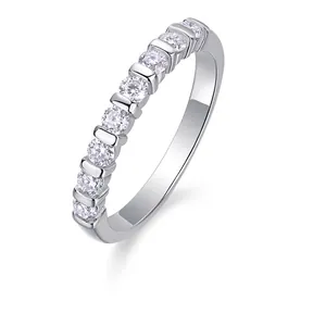 925 Sterling Silver Moissanite Ring Minimalist Stackable Fashion Jewelry For Women D Color 3EX Cut