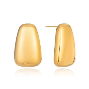 Polished minimalist gold water drop earrings in stainless steel with a mirrored finish