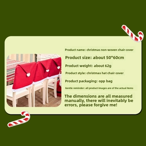 Detailed size specifications for non-woven Santa hat chair covers with 50x60cm dimensions