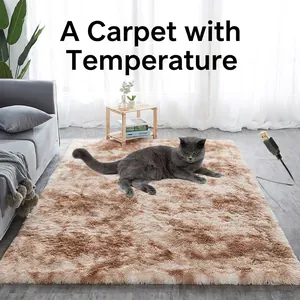 Waterproof USB heated pet blanket with brown plush fabric for small dogs and cats