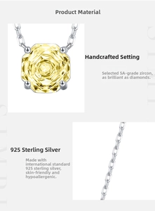 Macro detail of S925 sterling silver octagon pendant with yellow rose cut zircon