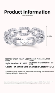 Detailed view of S925 silver eternity chain ring with 90 pieces of Moissanite stones
