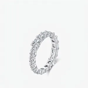 Sparkling 925 Sterling Silver Eternity Ring For Women Luxury Full Circle Cubic Zirconia Minimalist Fashion Jewelry Band
