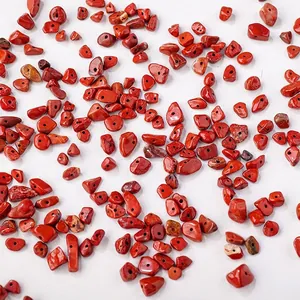 Natural red jasper irregular crushed stone beads with pre-drilled holes for DIY jewelry